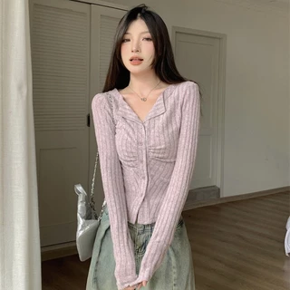 พร้อมส่งจากไทย เสื้อไหมพรมกันหนาวเข้ารูป เสื้อแขนยาวผู้หญิงสไตล์เกาหลี