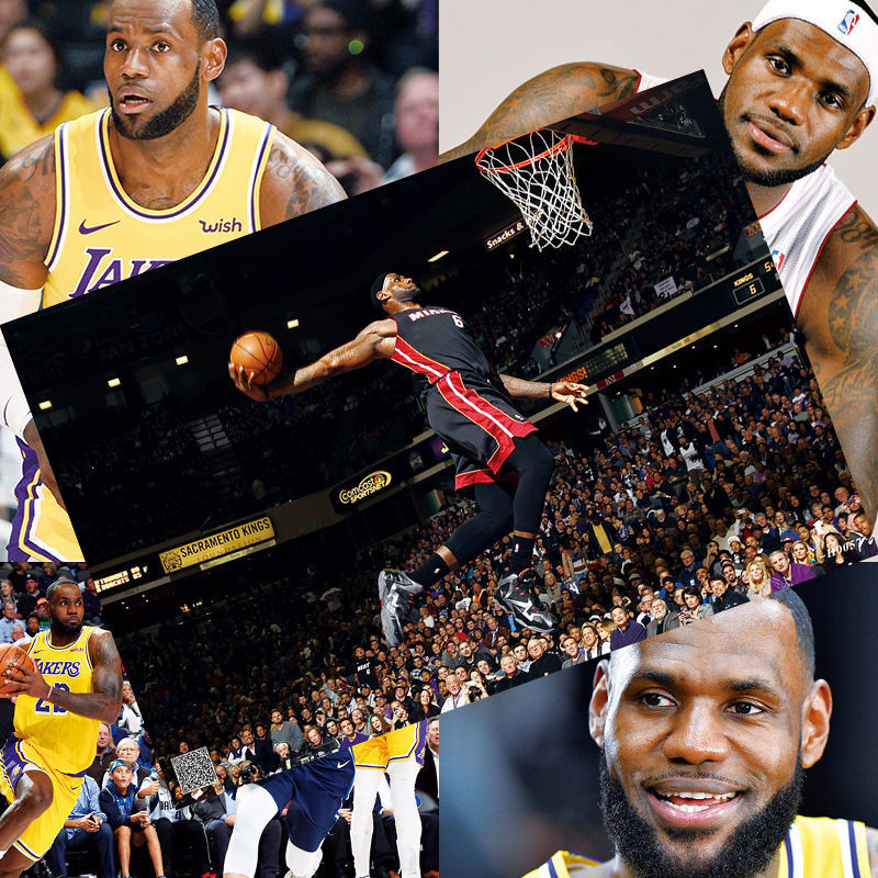 LeBron James Poster Basketball Emperor New NBA HD Surroundin布朗·· 海ตะกร้าขนาดเล็ก NEWNBA 高清夜视墙贴纸3.18