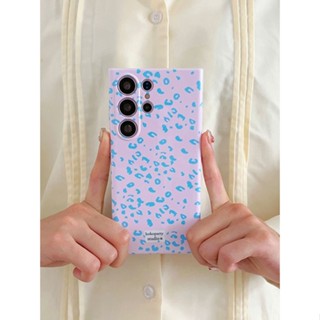 เคสโทรศัพท์มือถือแบบแข็ง ลายเสือดาว สีฟ้า ชมพู สําหรับ Samsung S22 S23plus ultra A53 A21S A14 A12 A11 A04 03