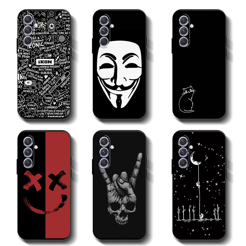 เคสโทรศัพท์มือถือ ยางซิลิโคนนิ่ม TPU กันแตก สีดํา สําหรับ Samsung Galaxy A55 A54 A13 A15 A16