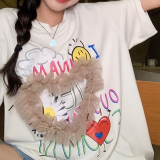 [Fei Fanmei] เสื้อยืดลําลอง แขนสั้น ทรงหลวม ลายการ์ตูน สไตล์เกาหลี แฟชั่นฤดูร้อน สําหรับเด็กผู้หญิง