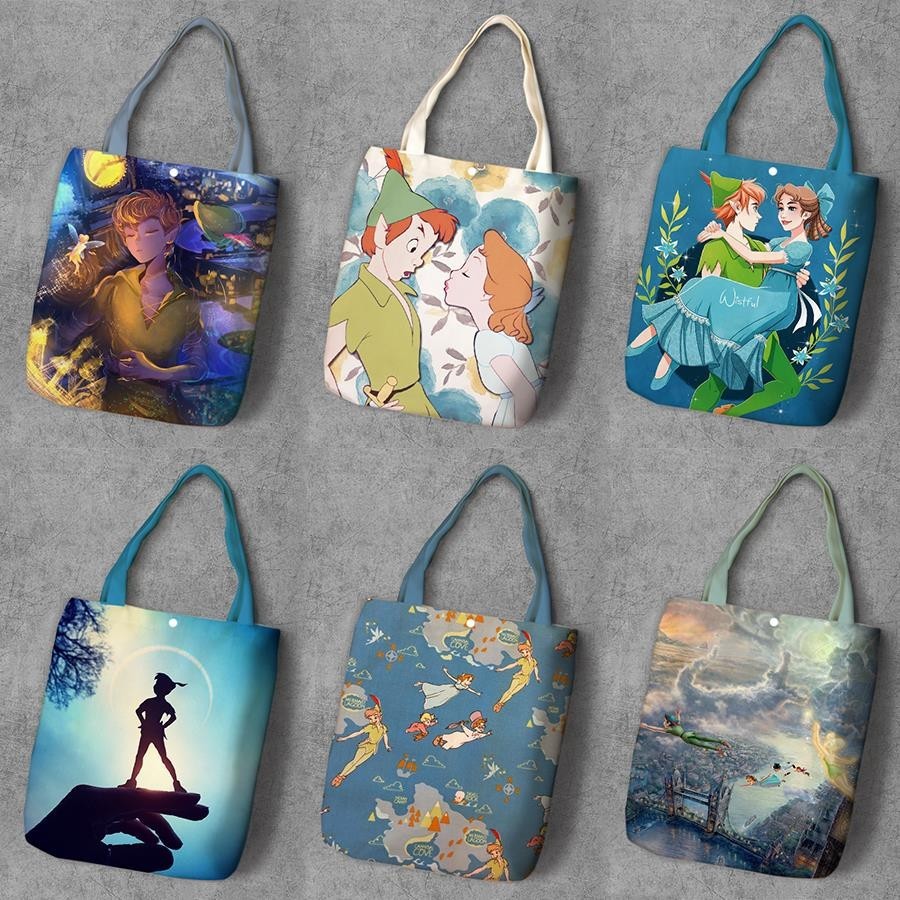 กลุ่มลู✨2025 Styles Shopping Bag Peter Pan Peter Pan Peter Pan กระเป๋าสะพายไหล่กระเป๋าผ้าใบนักเรียนแ