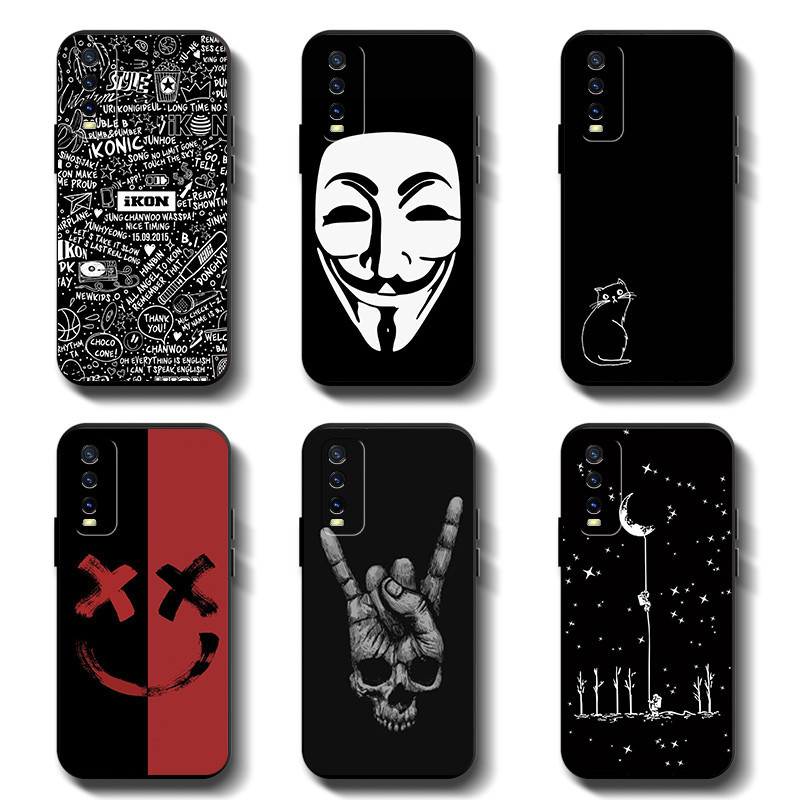 เคสโทรศัพท์มือถือ ยางซิลิโคนนิ่ม TPU กันแตก คุณภาพสูง สีดํา สําหรับ VIVO V2043 V2026 V2027 V2029 V20