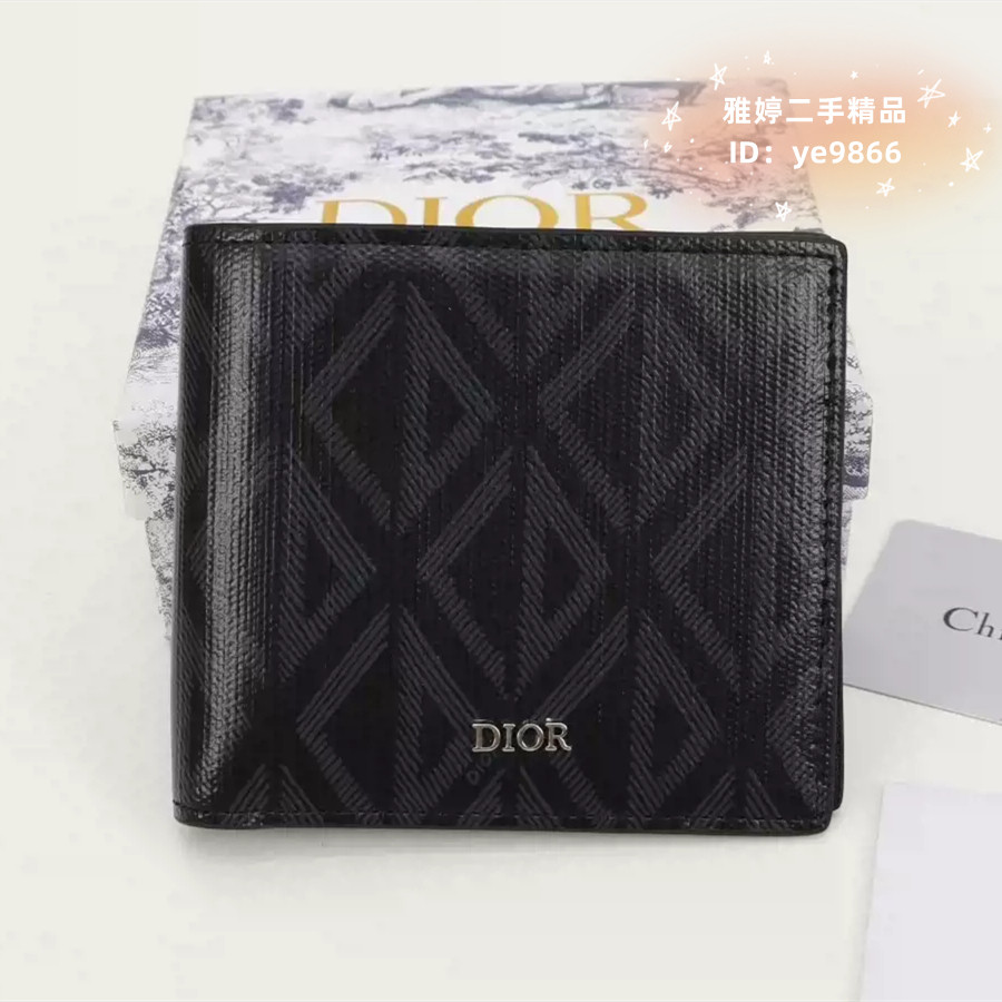 สินค้าขายดี❤ อินเทรนด์ DI R Dia 2ESBH0 CD Dia Black Diamond Bi-Fold Wallet Wallet Wallet Wallet Shor