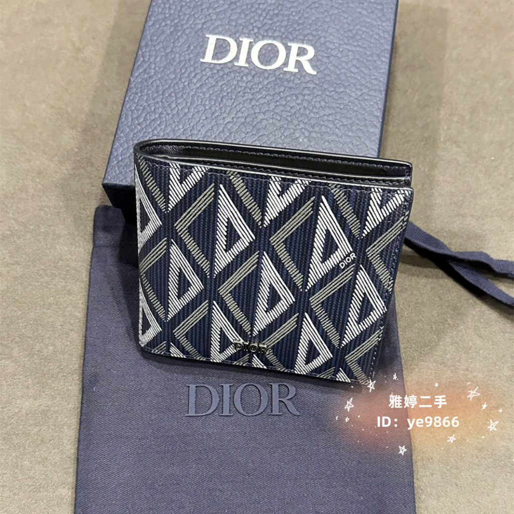 ที่ต้องการ❤ พื้นผิวมือสอง DI R Dia Canvas CD Dia Pattern Two-Fold Short Clip Half-Fold Wallet Wallet