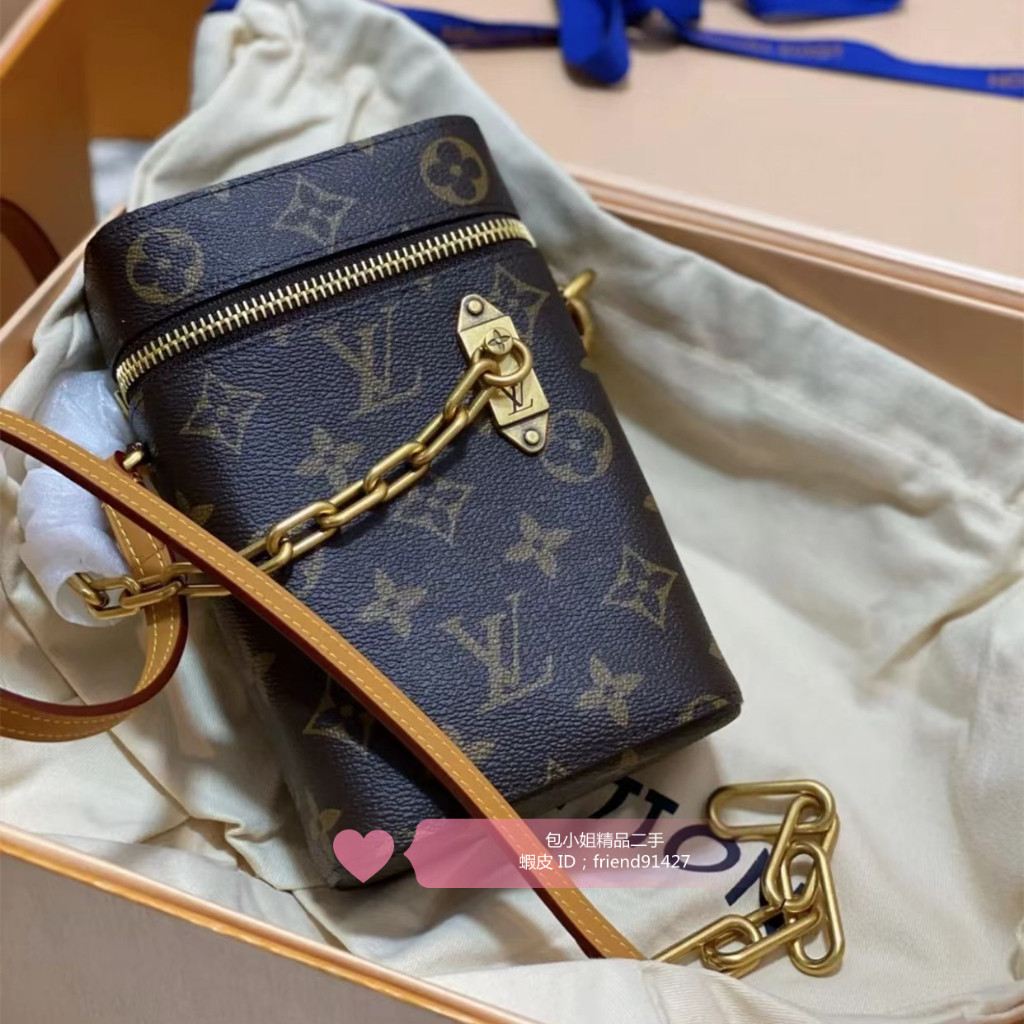 Louis VuittonSac Phone Box กระเป๋าโทรศัพท์มือถือ Second-Hand พร้อมสายโซ่ Canvas สี C7C M449114