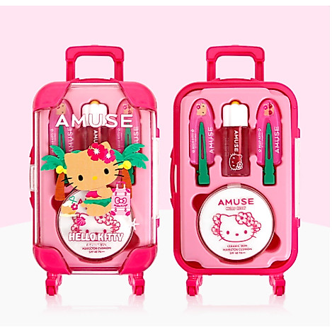 [amuse] Tanning Hello Kitty Quick Makeup Carrier, Gel Fit Tint + คุชชั่น + กิ๊บติดผม, 1 ชุด