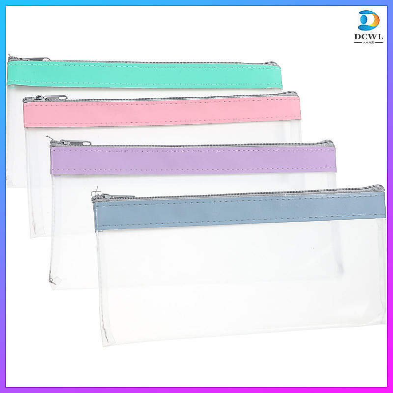🧧 กระเป๋าเงินใส 4ชิ้น PVC ขนาดเล็ก สำหรับใส่ซองจดหมายและเก็บเงินโปร่งใส