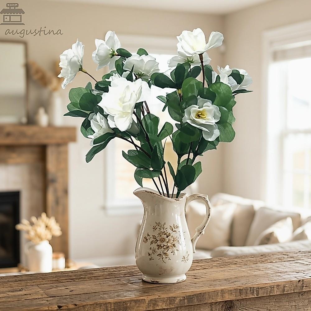 AUGUSTINA จําลอง Azalea ดอกไม้, Real Touch ดอกไม้หัตถกรรม Art ประดิษฐ์ Azalea ดอกไม้สาขา, Handmade ด