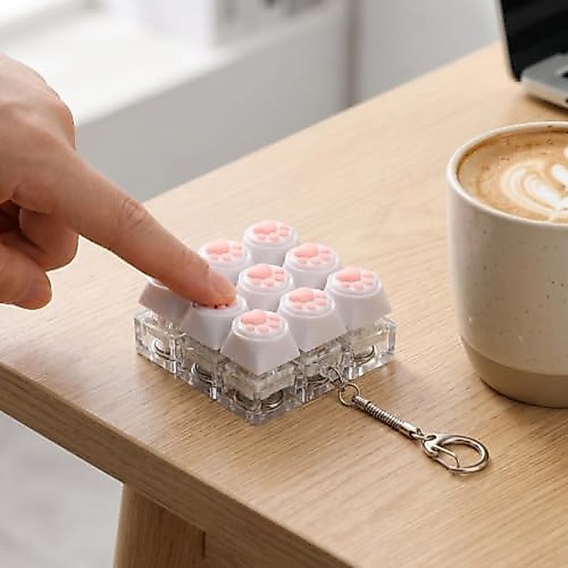 TOYANDONA Cat Paw Keyboard Fidget Toy - Light Up Keyboard Fidget Clicker พวงกุญแจ Clicky Sound ไฟ Le