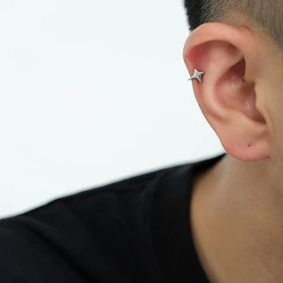 925 เงินสเตอร์ลิง Minimalist Star คลิปหู สำหรับผู้หญิงและผู้ชายนอกกะโหลก วัยรุ่น Cuff เครื่องประดับ