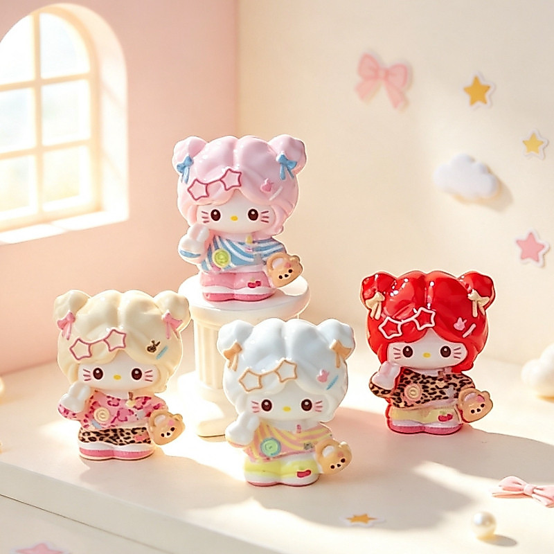 4PCS Star Hairclip Cat Girl 3D เรซิ่น Charms สําหรับ DIY (15-3)