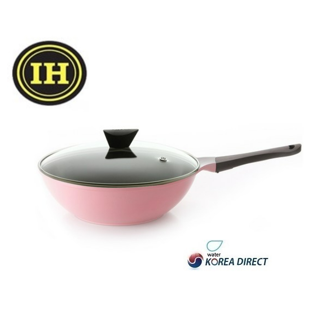 Korea Korea Neoflam Eela IH Induction Ceramic Pan 30cm Wok+Lid Pink