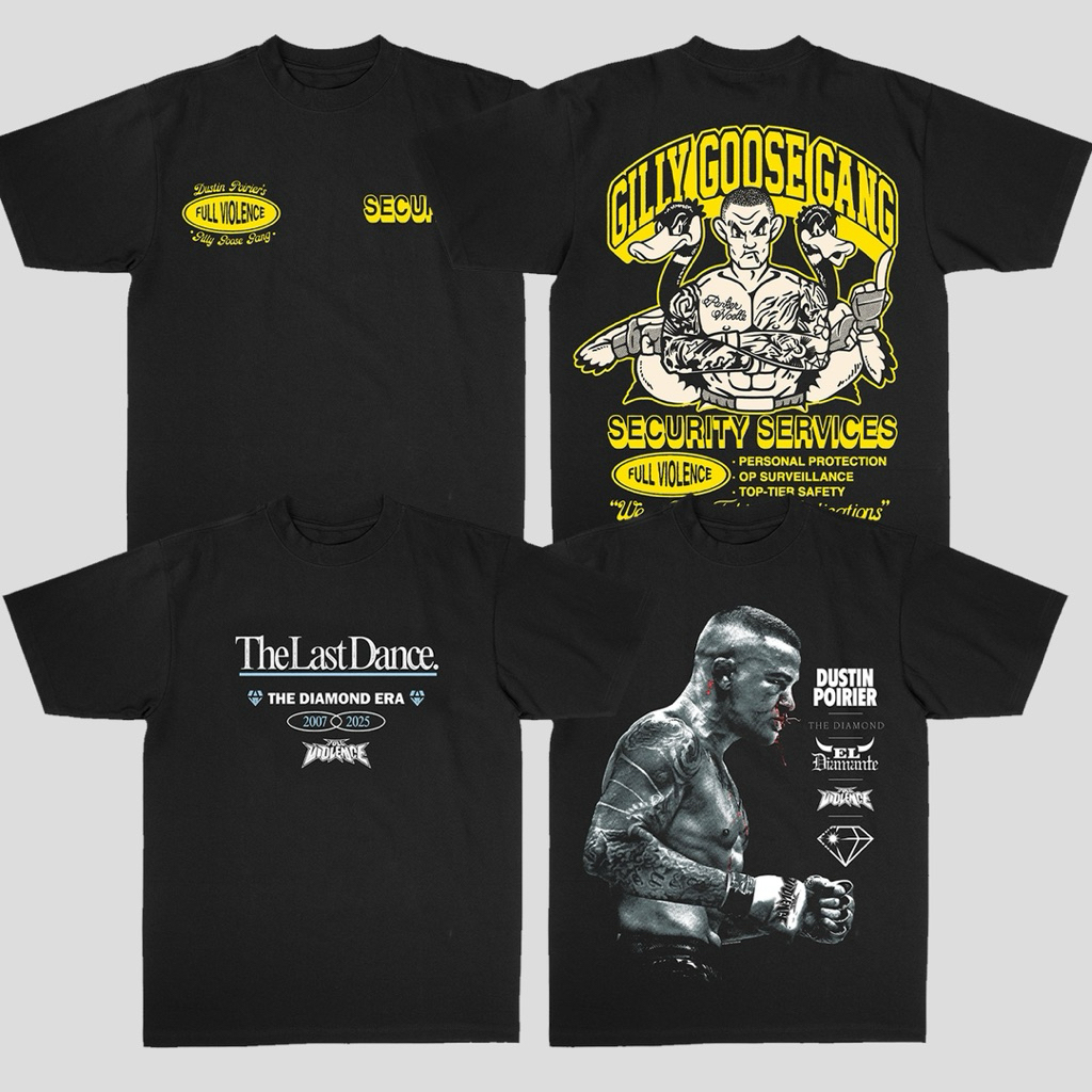 UFC Diamond Dustin Poirier อเมริกันรอบคอ Heavy Breathable ผ้าฝ้ายแท้ Street พิมพ์เสื้อยืด MMA แขนสั้