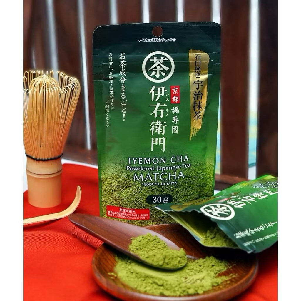 iyemon cha Uji Matcha powder  ชาเขียวญี่ปุ่นชนิดผง  30 กรัม ชาเขียว อุจิ มัทฉะบดหินอิเยมอนของเมือง อ