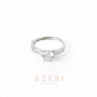 BZEBI แหวนเงินแท้ เครื่องประดับ แฟชั่น แหวนเงิน ring หวนชุบเงิน ประดับเพชร ปรับขนาดได้ แฟชั่นสําหรับผู้หญิง 642r-2