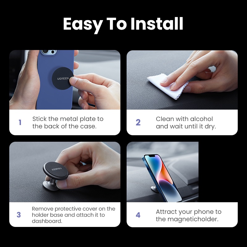 Ugreen ที่วางโทรศัพท์ในรถยนต์ แบบแม่เหล็ก หมุนได้ 360 องศา สําหรับ IPhone 8 X 7 - รูปที่ 6