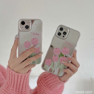 เคสโทรศัพท์มือถือ กันกระแทก ปิดด้านหลัง ลายดอกไม้ทิวลิป สําหรับ iPhone 14 13 11 12 Pro Max 14Pro