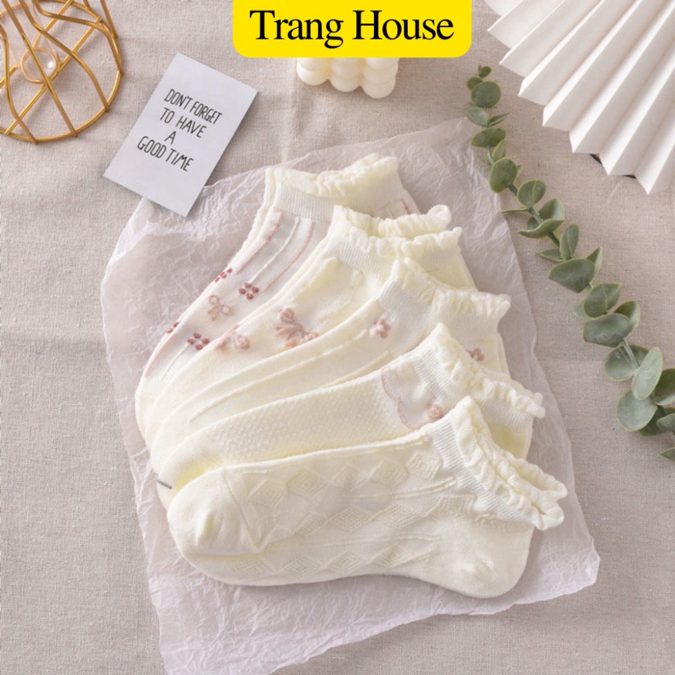 ชุดถุงเท้าผู้หญิง 5 คู่ ลายดอกกุหลาบน่ารัก T 783 - TRANG HOUSE