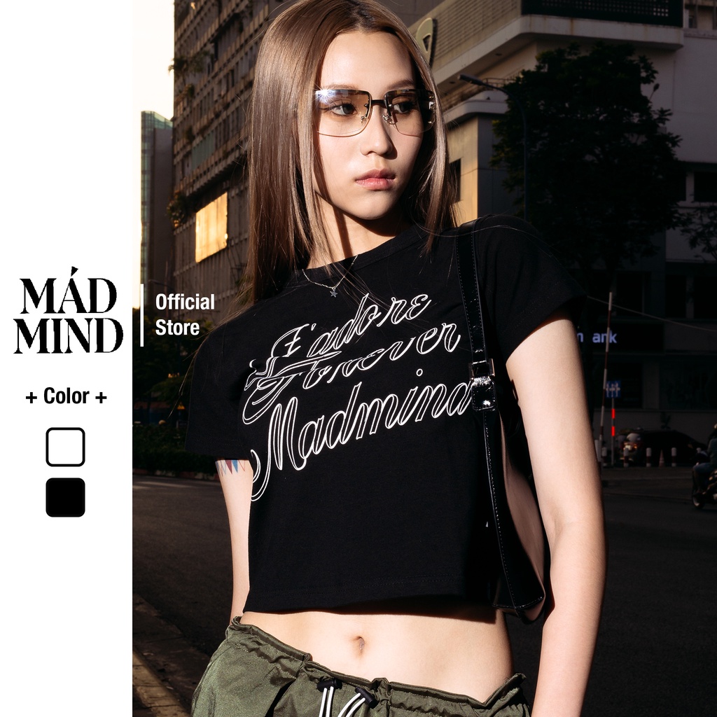 MADMIND MADMIND | รูปแบบทารก | Jadore - เสื้อยืดลายนูน Cotton 100% สีดํา/ขาว