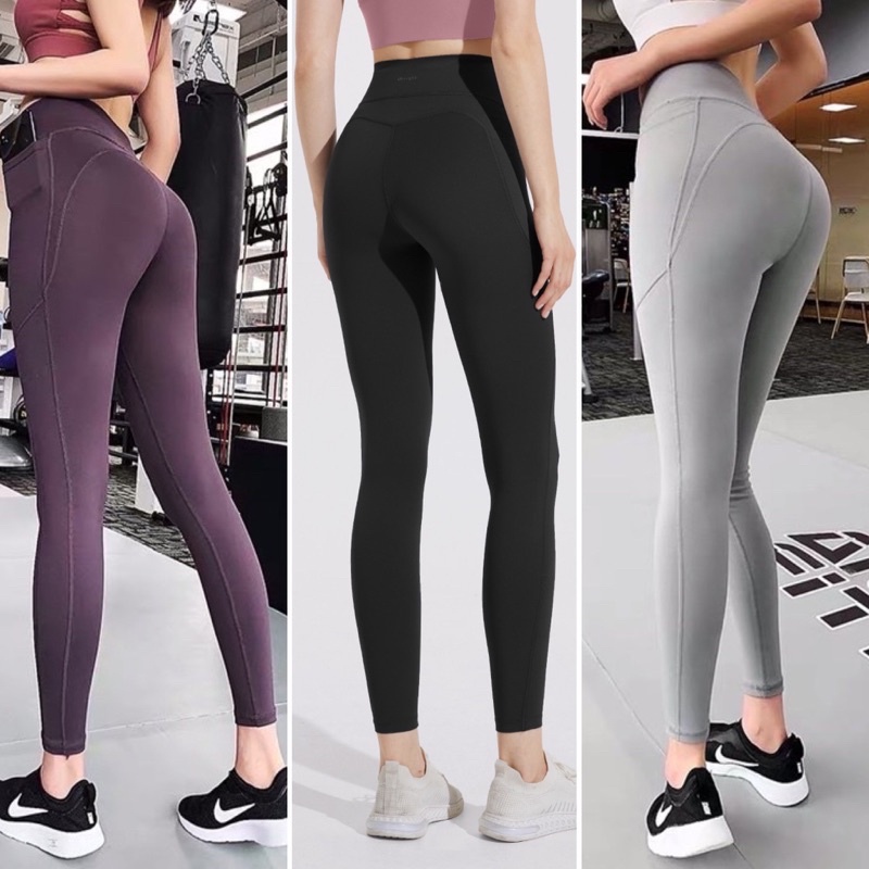 QUẦN DÀI THUN TRƠN CÓ TÚI VẢI CO DÃN TỐT TẬP GYM, YOGA NỮ - QD02
