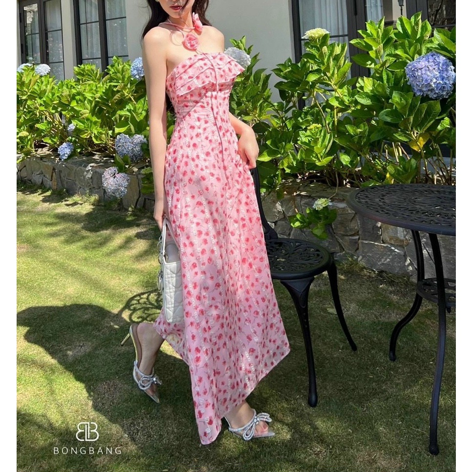 เดรสชีฟองลายดอกคอดอกไม้สุดหรู
