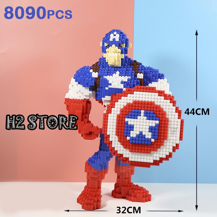 Lego ขนาดใหญ ่ ประเภทประกอบกัปตันอเมริกากัปตันอเมริกา Avengers Marvel ขนาด 32x44 ซม . 8090 ชิ ้ นประกอบของเล ่ นสําหรับทารก