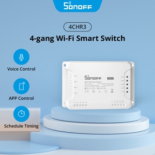 Sonoff 4CHR3 สวิตช์ Wifi อัจฉริยะ พร้อมตัวควบคุม RF 4 Gang นิ้ว ล็อคตัวเอง ล็อคอินเตอร์ล็อก ไร้สาย สําหรับ DIY Smart Home