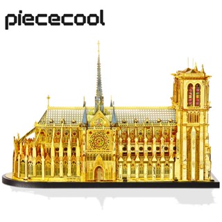 Piececool ชุดโมเดลตัวต่อโลหะ รูปโบสถ์ Notre Dame De Paris 3D ขนาดใหญ่ สไตล์ฝรั่งเศส