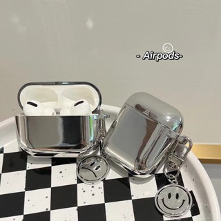 เคสหูฟังบลูทูธ ชุบไฟฟ้า ลายการ์ตูนหน้ายิ้มน่ารัก สําหรับ airpods 1 2 pro 2 3