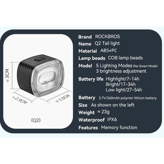 【TH Delivery】ROCKBROS ไฟท้ายจักรยาน ชาร์จ USB อุปกรณ์เสริมจักรยาน