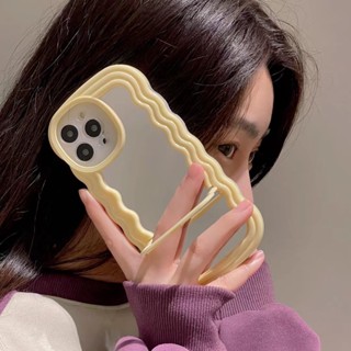 เคสโทรศัพท์มือถือกระจก ขอบหยัก 3D สีเหลือง สําหรับ Iphone 14promax 13 pro max 12 pro max 11