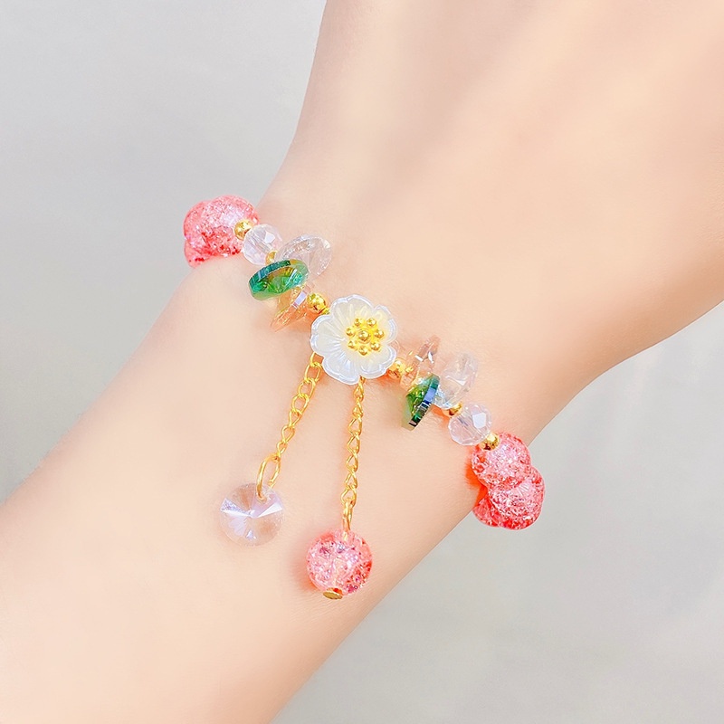 เกาหลี คริสตัล เดซี่ ดอกไม้ พู่ โชคดี สร้อยข้อมือ ผู้หญิง เด็กผู้หญิง สร้อยข้อมือ เครื่องประดับ อุปกรณ์เสริม