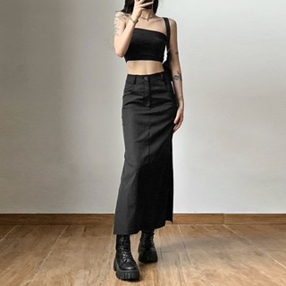 Skirt Soho Long Skirt ปลายแยก กระโปรงยาวเซ็กซี่ ชุดเท่ของผู้หญิง P06026