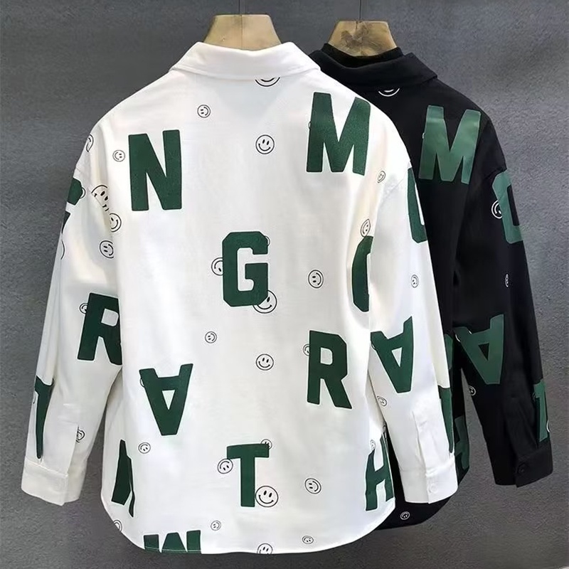 เสื้อแจ็กเก็ตแขนยาวลําลอง พิมพ์ลายตัวอักษร ทรงหลวม เข้ากับทุกการแต่งกาย แฟชั่นฤดูใบไม้ผลิ และฤดูใบไม้ร่วง สําหรับผู้ชาย [M-3XL]