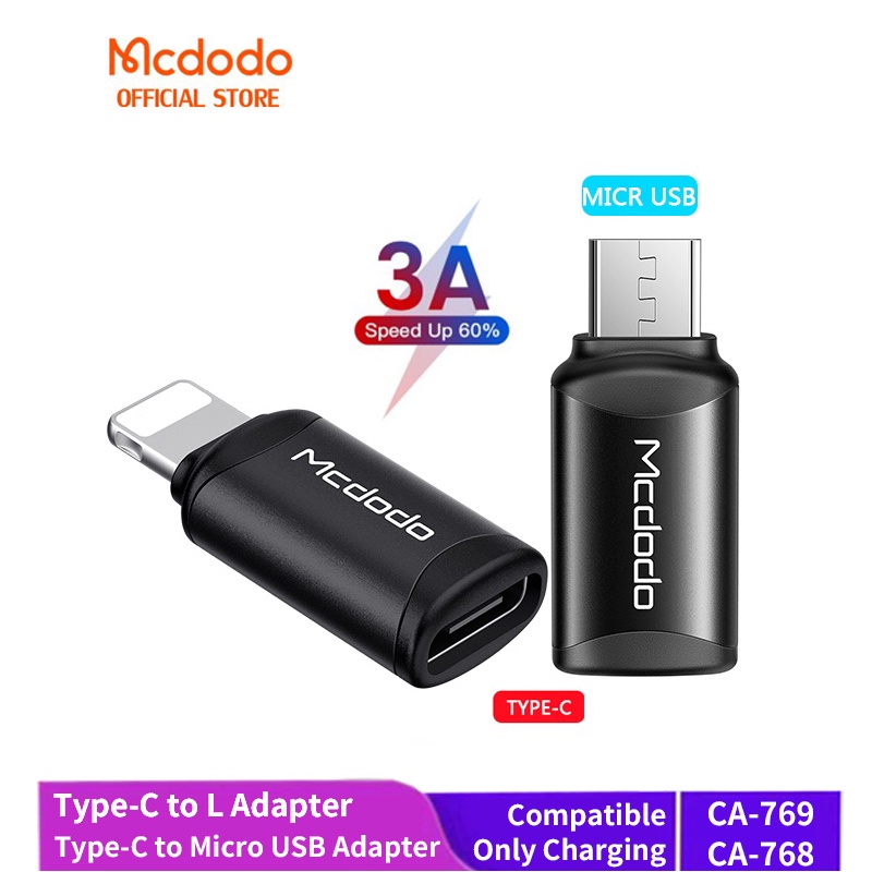 Mcdodo OTG Type C To L Converter 3A Fast Charger Type C เป็น Micro USB เข้ากันได้กับสาย IP สาย Android