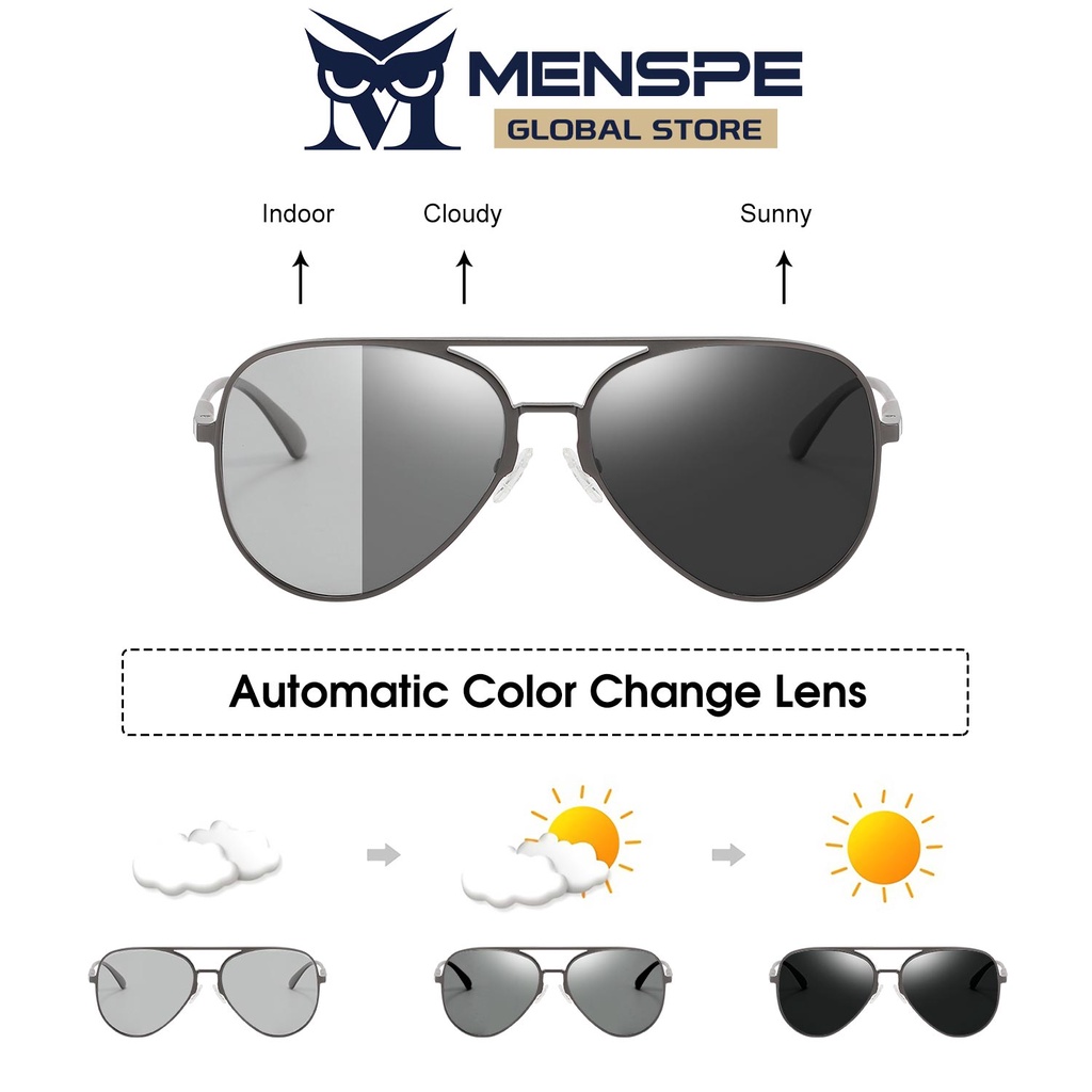 MENSPE  แว่นตากันแดด เลนส์โพลาไรซ์ ป้องกันแสง Uv เปลี่ยนสีอัตโนมัติ เหมาะกับการขับขี่ สําหรับผู้ชาย