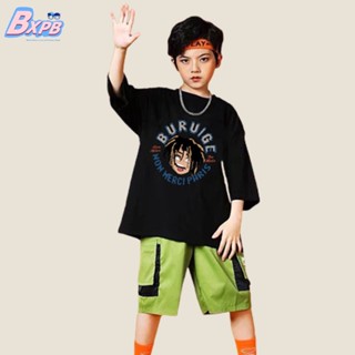 Bxpb- เสื้อยืดแขนสั้น คอกลม ผ้าฝ้าย พิมพ์ลาย ทรงหลวม คุณภาพสูง สไตล์เกาหลี ไซซ์ 110-170