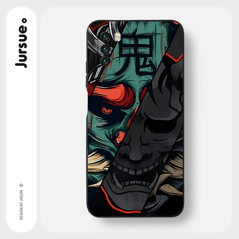 JURSUE เคสไอโฟน เคสซิลิโคนนุ่มกันกระแทกการ์ตูนอนิเมะตลก เคสโทรศัพท์ สีดำ Compatible for POCO X3 Pro 