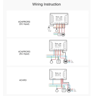 Sonoff 4CHR3 สวิตช์ Wifi อัจฉริยะ พร้อมตัวควบคุม RF 4 Gang นิ้ว ล็อคตัวเอง ล็อคอินเตอร์ล็อก ไร้สาย สําหรับ DIY Smart Home