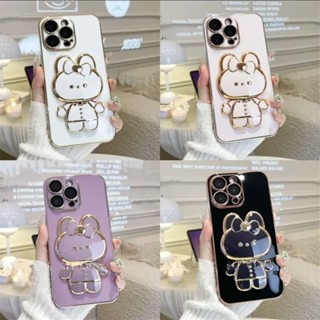 เคสโทรศัพท์มือถือ ชุบไฟฟ้า กันกระแทก ลายกระต่ายน้อยน่ารัก พร้อมกระจก สําหรับ iPhone 14promax 12 11 ins 11 PRO 11 PRO MAX 12 bow 12 PR 12 PRO MAX