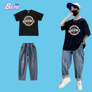 [bxpb] - เสื้อท็อป และกางเกงยีน แขนสั้น ทรงหลวม สไตล์เกาหลี ไซซ์ 110-170