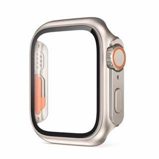 เคส PC และกระจก ลายดาว สีอ่อน อุปกรณ์เสริม สําหรับ Apple iWatch case Ultra 49 มม. 45 มม. 41 มม. 44 มม. 40 มม. iWatch series 8 4 5 6 SE 7