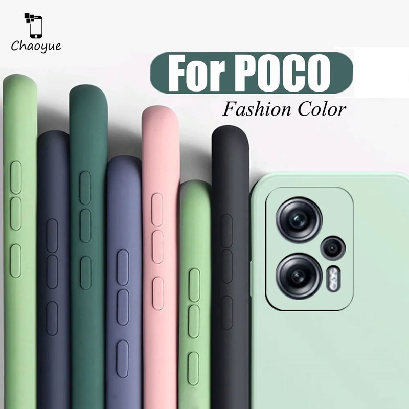 เคสโทรศัพท์มือถือ ซิลิโคน กันกระแทก สีพื้น สําหรับ Xiaomi POCO X6 X5 M6 M5 M5s X4 F4 GT C65 C40 4G 5