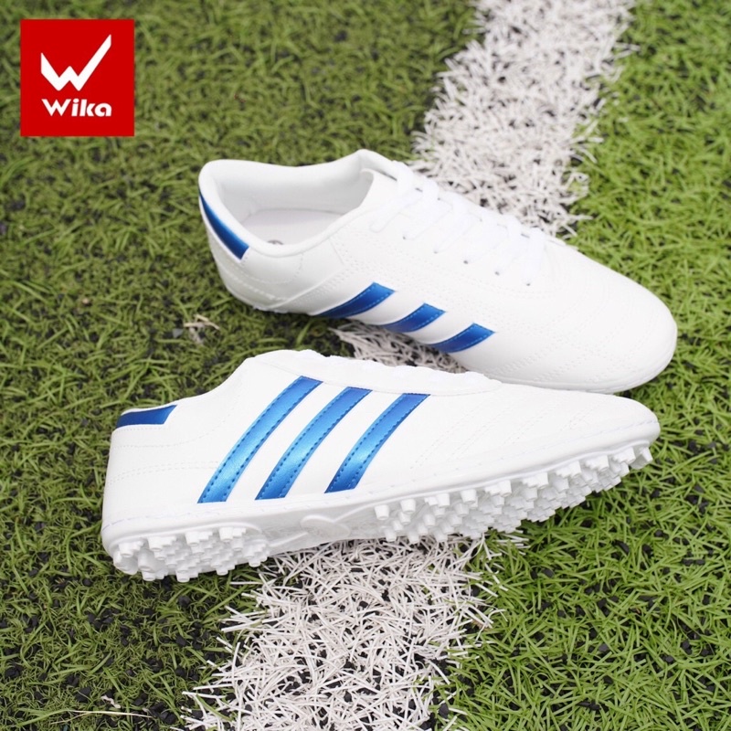 วิก้า กะรัต3 รองเท้าฟุตบอล 3 แถบ แถบขาวฟ้า ของแท้ ราคาถูก สนามหญ้าเทียม สําหรับผู้ชาย และผู้หญิง กีฬา