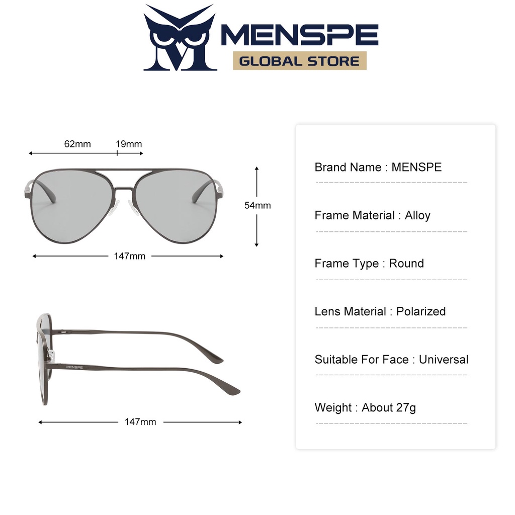 MENSPE  แว่นตากันแดด เลนส์โพลาไรซ์ ป้องกันแสง Uv เปลี่ยนสีอัตโนมัติ เหมาะกับการขับขี่ สําหรับผู้ชาย