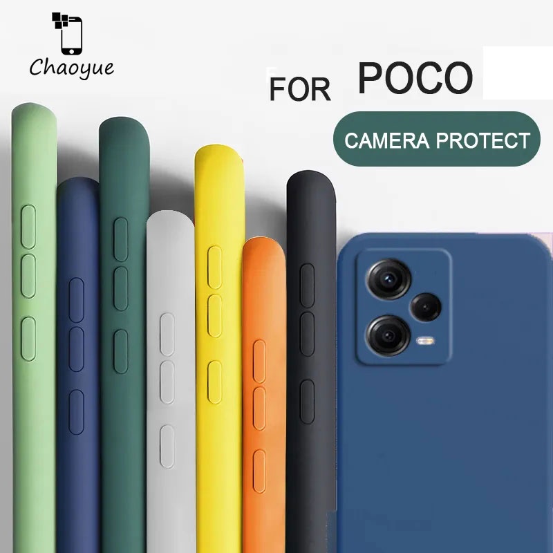 เคสโทรศัพท์มือถือซิลิโคน ทรงสี่เหลี่ยม กันกระแทก สําหรับ Xiaomi POCO X6 X5 M6 M5 M5s X4 F4 GT C65 C4