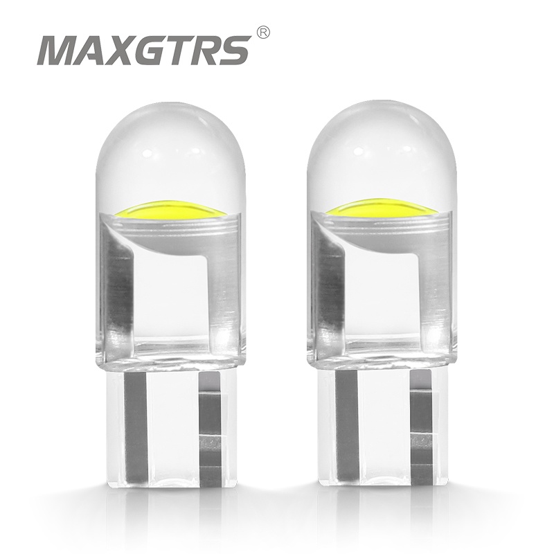 Maxgtrs หลอดไฟซิลิก้า LED T10 194 W5W 168 COB สว่างมาก สีขาวเย็น สําหรับติดป้ายทะเบียนรถยนต์ DC 12V 2 ชิ้น