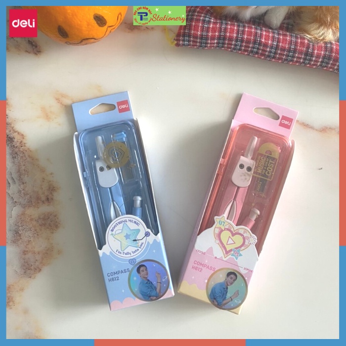 ชุดเข็มทิศและเครื่องมือ Deli Miyou สีฟ้าและชมพู H602