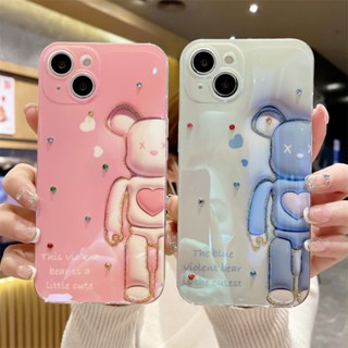 แฟชั่นบนท้องถนน ความรุนแรงหมี เคสไอโฟน 14 Pro Max iPhone 13 Pro Max 12 pro max 11 pro max  7Plus 8Plus XR XS Max x/xs Case เคสโทรศัพท์ใหม่ ซิลิโคนป้องกันการตก ซองโทรศัพท์